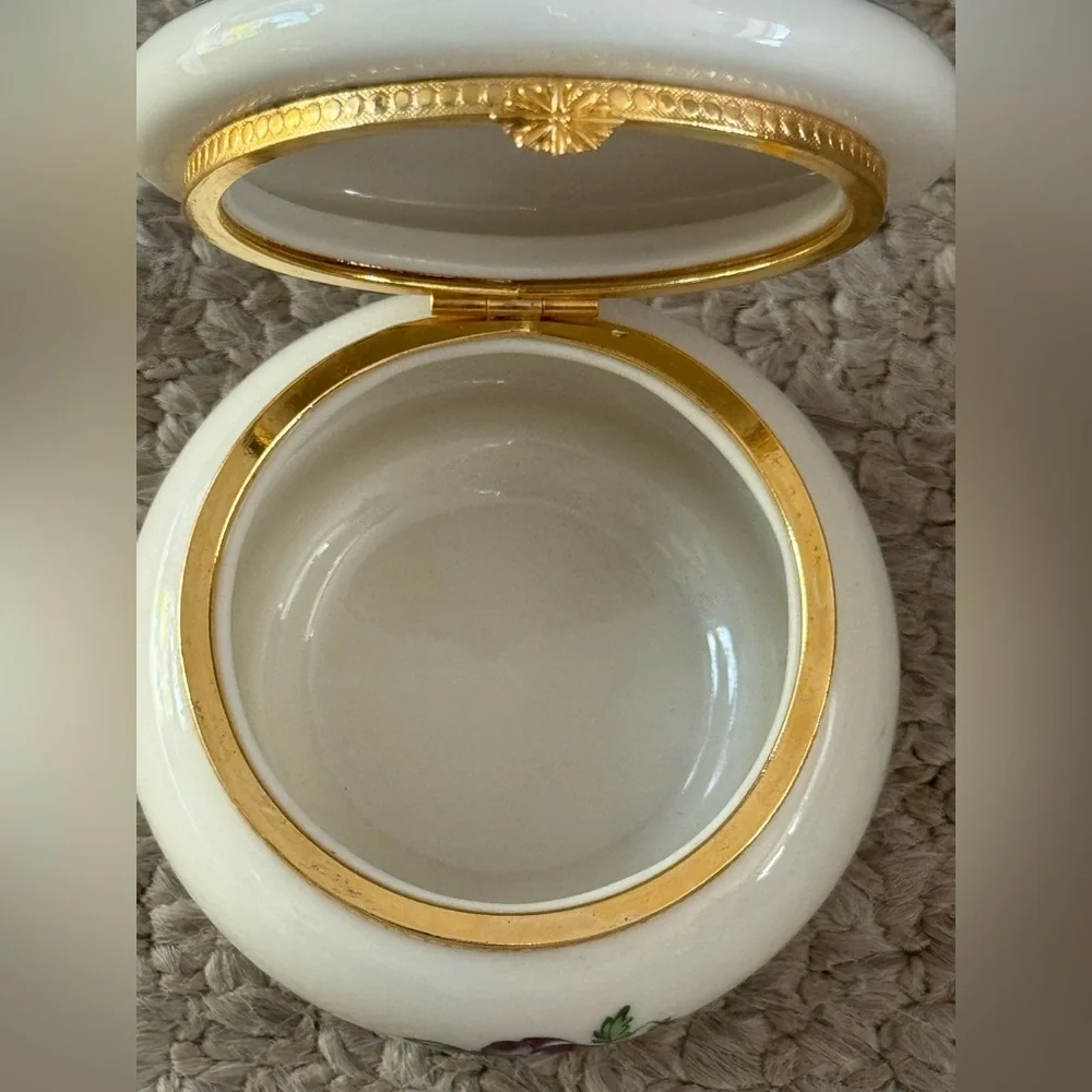 Vintage PartyLite Floral Porcelain Ceramic Trinket Box Tea Light